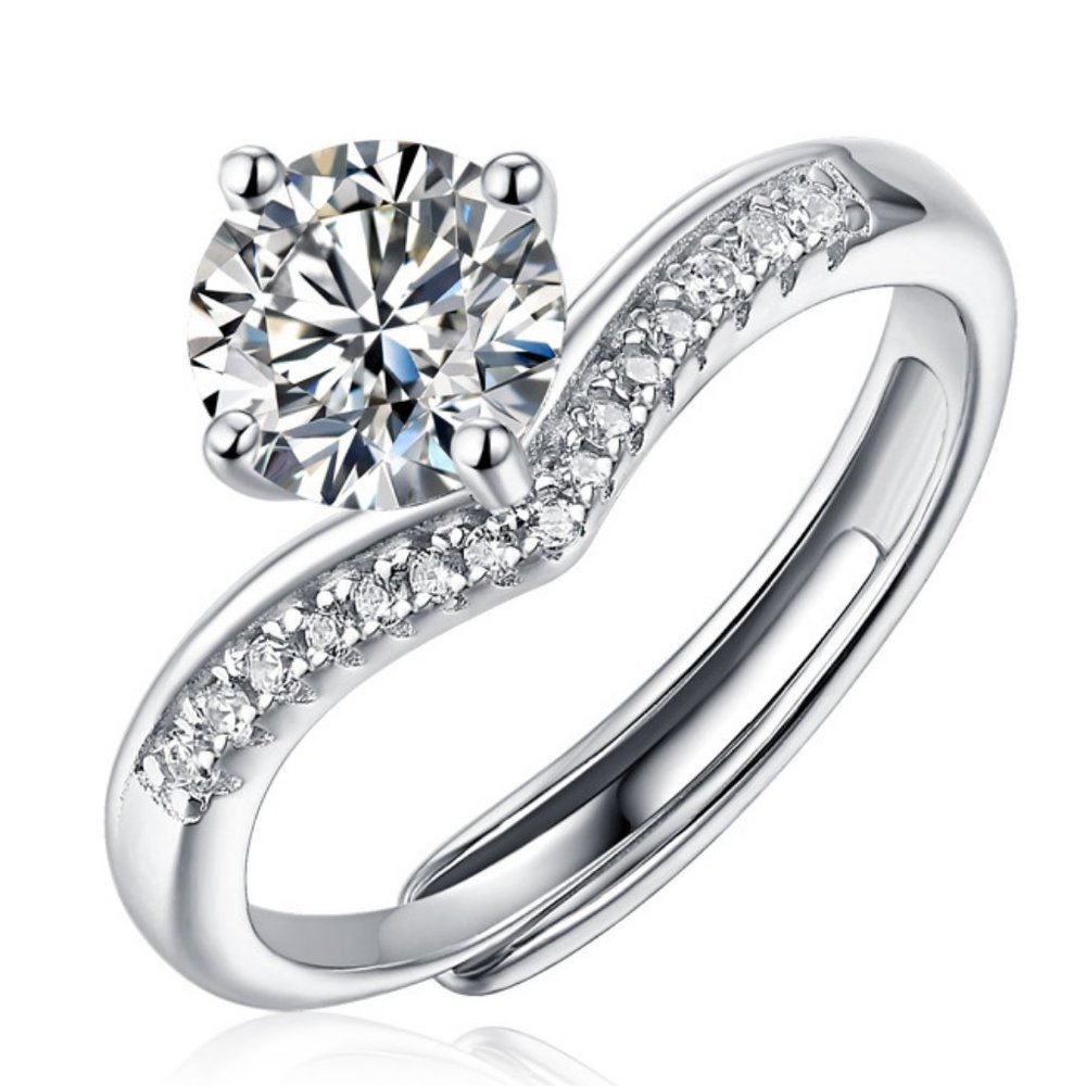 Certified 3ct. t.w. Moissanite Diamond Crown Engagement Ring NEW - Picture 1 of 9